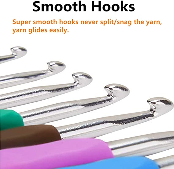 14 Size Crochet Hooks Set,MultiColor,2mm(B)-10mm(N)
