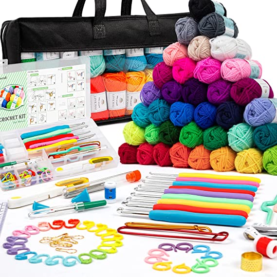113 Piece Crochet with Yarn Set - Ideal Beginner Kit