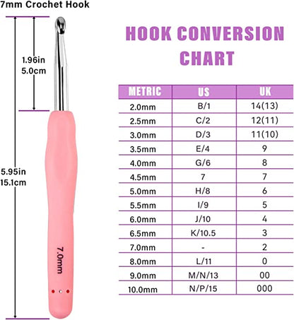 Crochet Hooks 43 PCS, Drawdart 14 Sizes Ergonomic Crochet Hook Set.